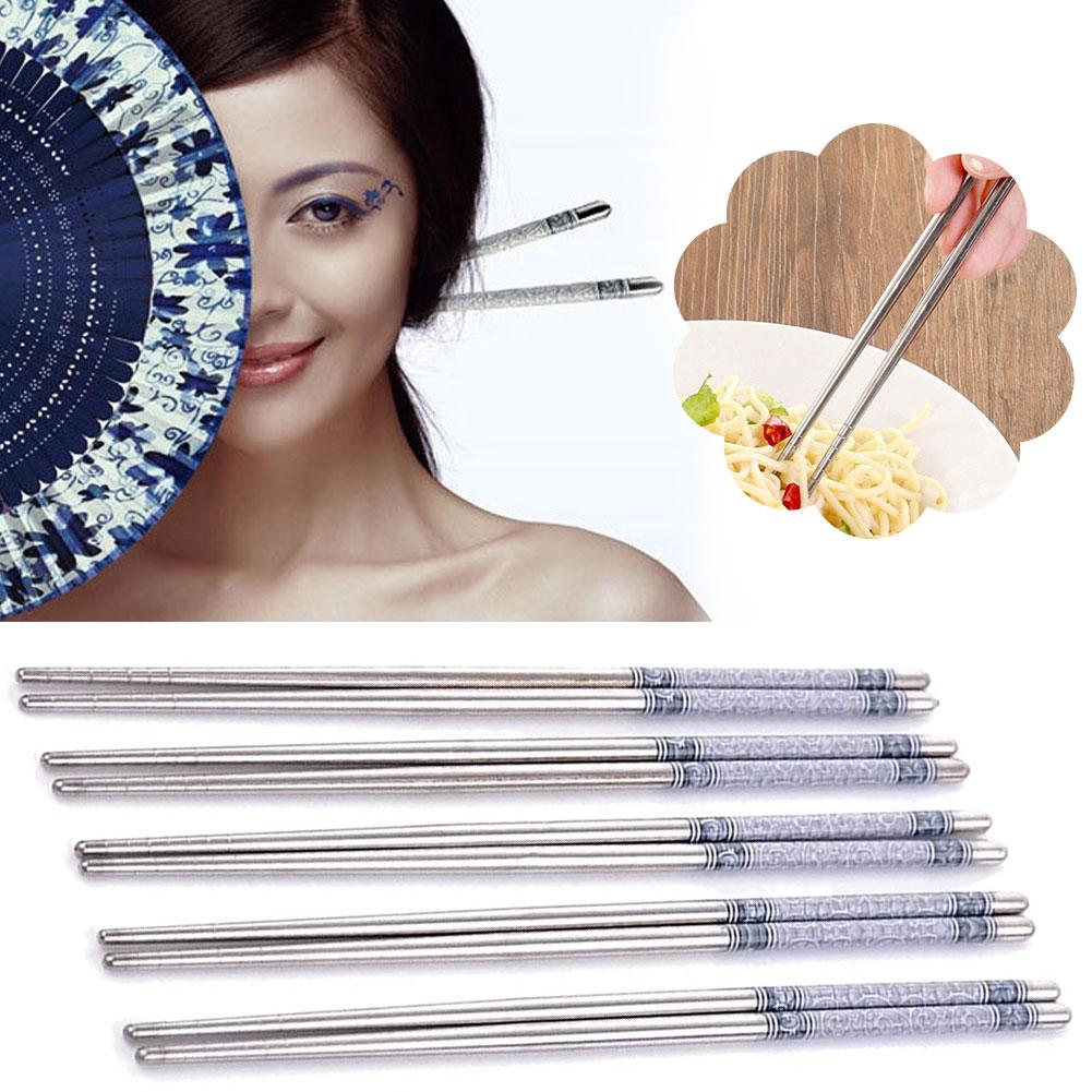 5 chiếc đũa phong cách Hàn Quốc sáng tạo đũa bằng thép không gỉ J3C8