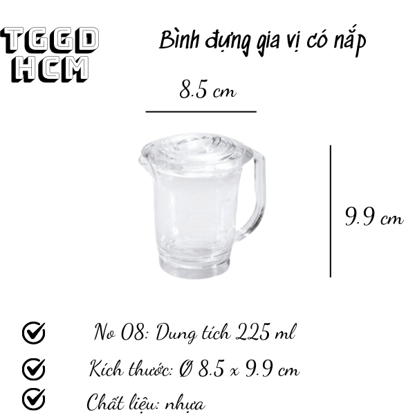 Ca đựng tương ca đựng mắm ca nhựa có nắp bình Nước Nhựa Trong Acrylic 225ml - 410ml - 620ml