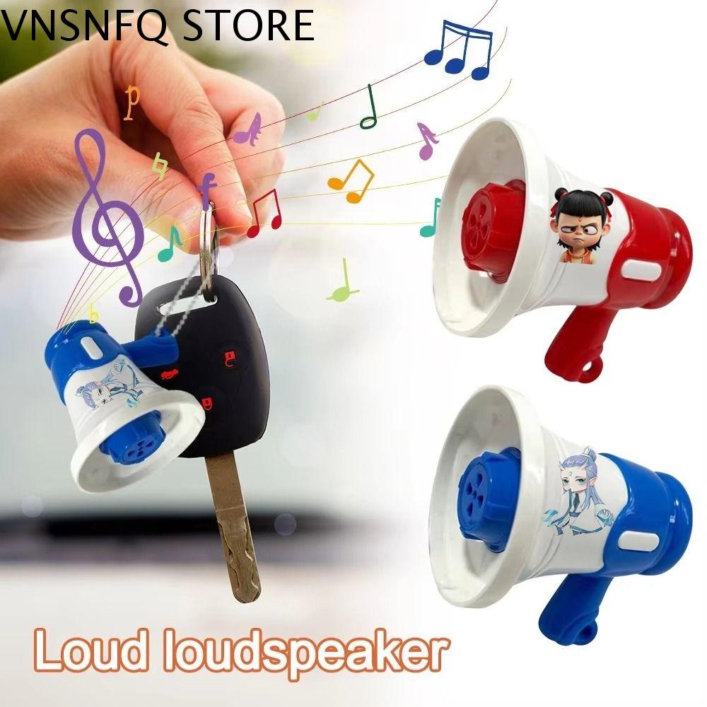 VNSNFQ Cầm tay Móc chìa khóa nezha Loa Máy ghi âm Móc Chìa Khóa Kèn Trumpet Di động Anime dây chuyền móc khóa âm nhạc nezha Trẻ em