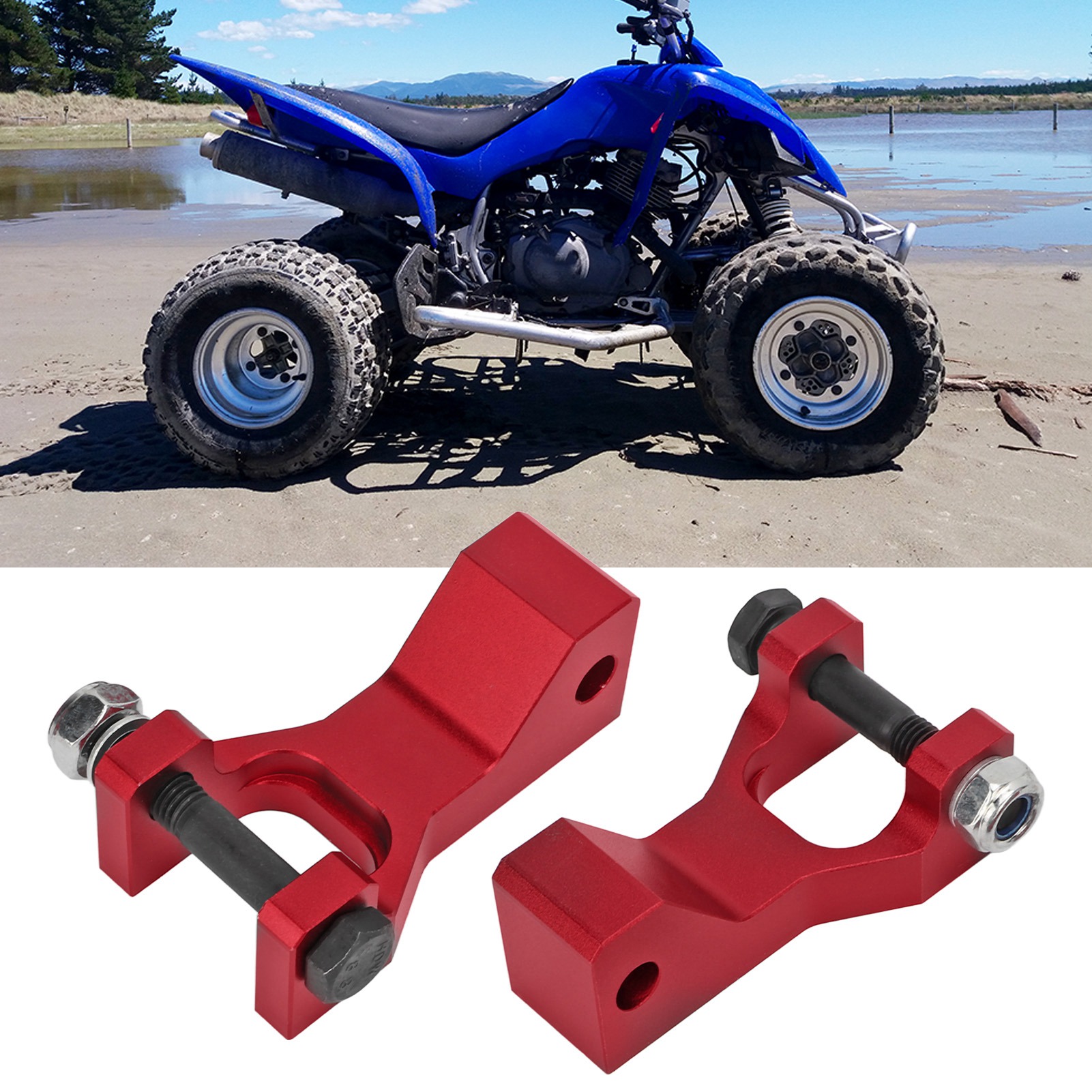 2pcs ATV phía trước giảm Kit phía trước giảm khối có thể điều chỉnh 3.5in thả Hợp kim nhôm thay thế cho 660 660R yfm660r 2001?2005 (màu đỏ)