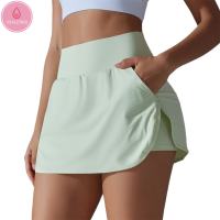 OzalCtree S-XL Slim Yoga Shorts Pocket Short Skirts Ultra Short Mini Skirts Gym Exercise Running Fitness Tennis Anti-Light Sports Skirts
