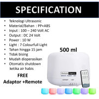 DIFFUSER HUMIDIFIER AROMATHERAPY 500ML FREE 4 ESSENTIAL OIL 10ML BY PHARMACIE ORGANICO GARANSI SEUMUR HIDUP