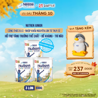 Bộ 3 Sữa Bột Dinh Dưỡng Y Học NESTLÉ NUTREN JUNIOR Xuất Xứ Thụy Sĩ Công Thức BIG Hỗ Trợ Tăng Trưởng Thể ChấtTrí NãoĐề Kháng Cho Bé 800G