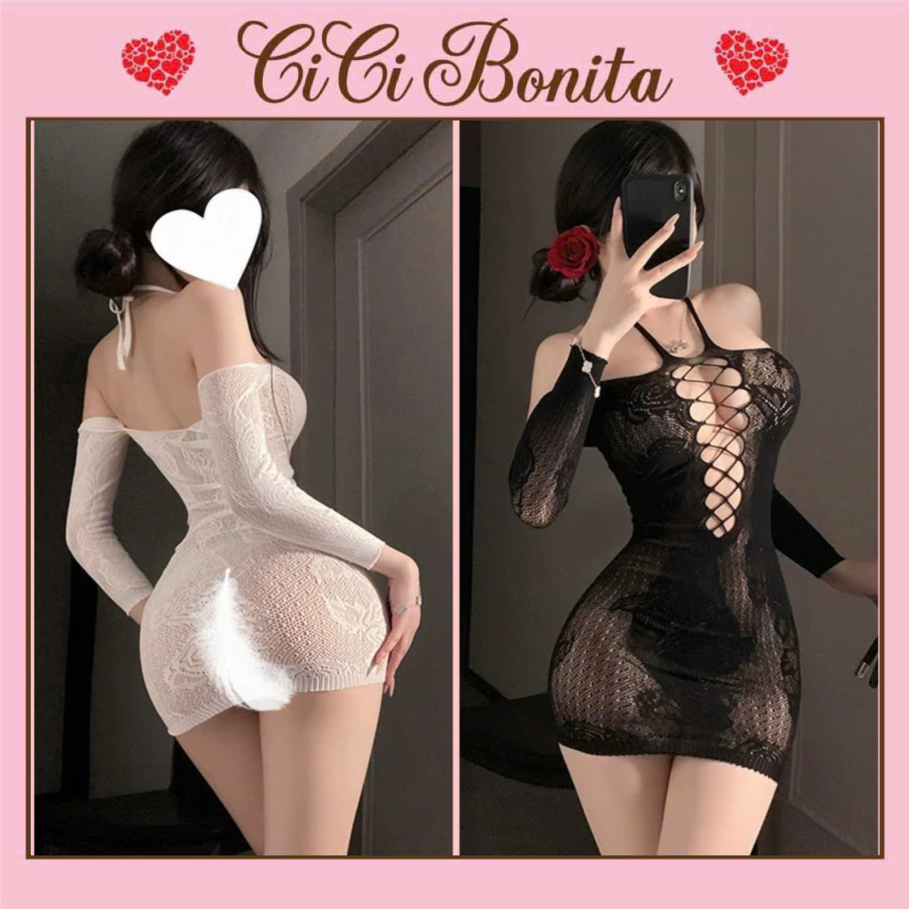  Váy ôm body thun lưới cao cấp tay lửng co giãn tôn dáng 2 màu trắng đen CV177 CICI BONITA HCM 