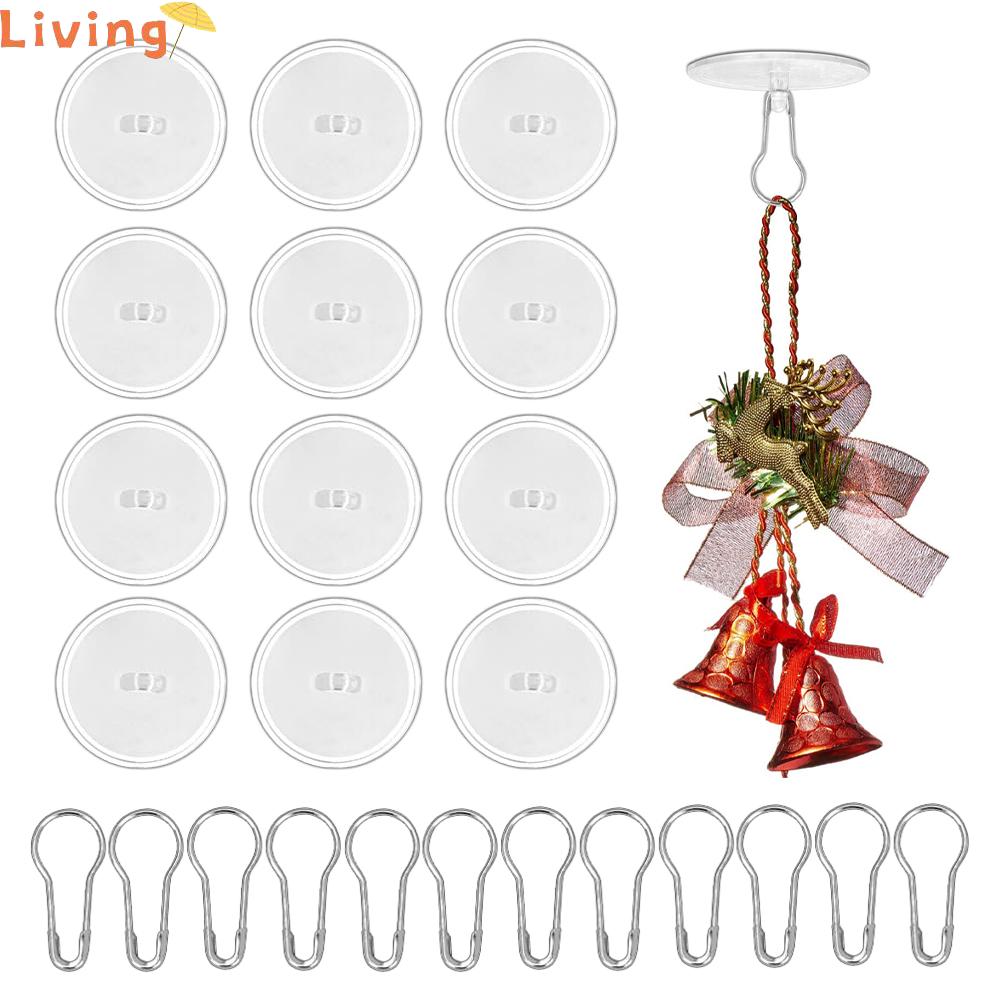 LANZEONT 100pcs Đồ trang trí treo giáng sinh Móc Trần dính Trong suốt Tự dính Cốc hút Phụ kiện đèn chuông Móc treo tường Dành cho đám cưới