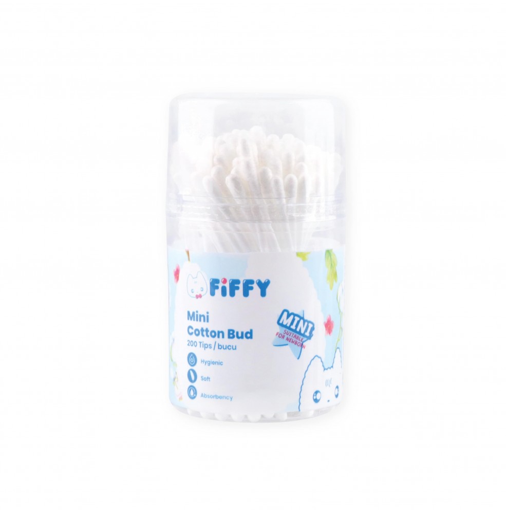 Original Fiffy Multi Purpose Baby Mini Cotton Bud Buds Drum (200 Tips) + 3 Colours Choices