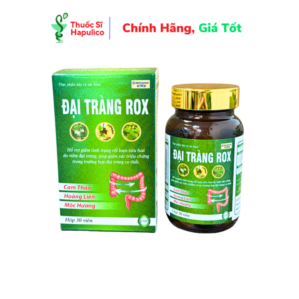 Viên Đại Tràng ROX Hỗ Trợ Đại Tràng Co Thắt, Thành Phần Cam Thảo Hoàng Liên - Chai 30 Viên