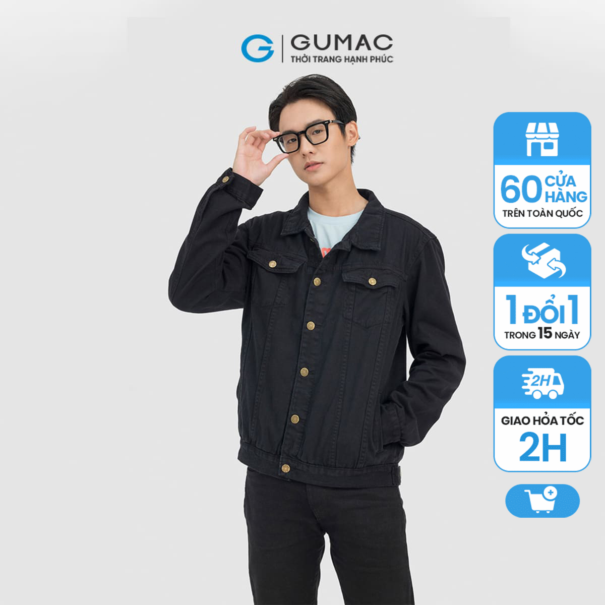 Áo khoác nam gumac ajnc05039 , áo khoác jeans mạnh mẽ , thời trang