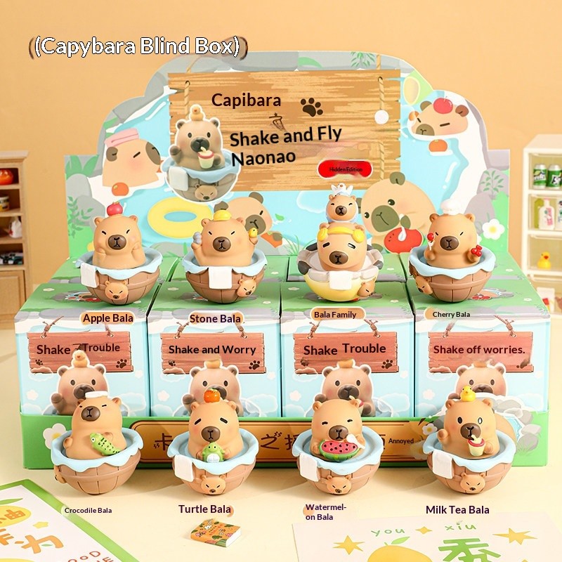 (SG LOCAL) Aesthetic Capybara Blind Box Tumbler Toy Cute Cartoon Animal Figurine Desktop Decor Kids Birthday Gift Idea