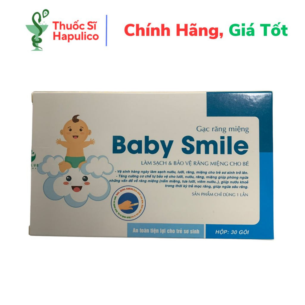 Gạc rơ lưỡi SMILE BABY giúp vệ sinh răng miệng cho bé - An toàn - Hiệu quả - Tiện dụng - Hộp 30 gói