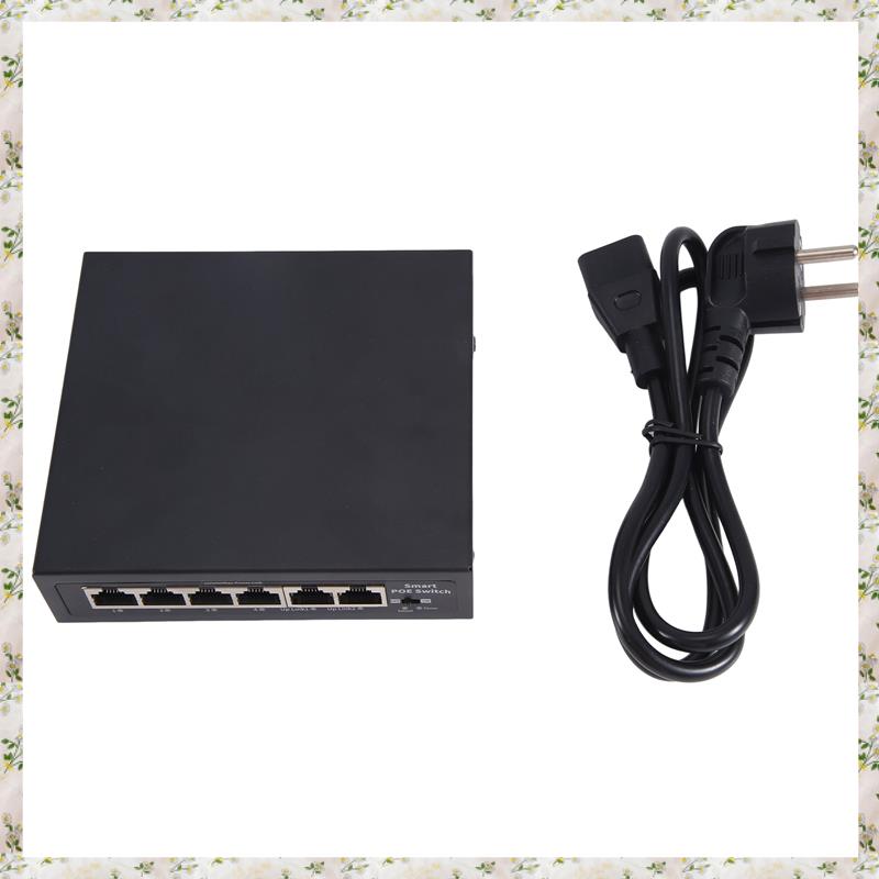 (CPOV) POE Switch 6Port 100Mbps Switch 4 PoE+2 UpLink with Internal Power Office Home Network Hub fo