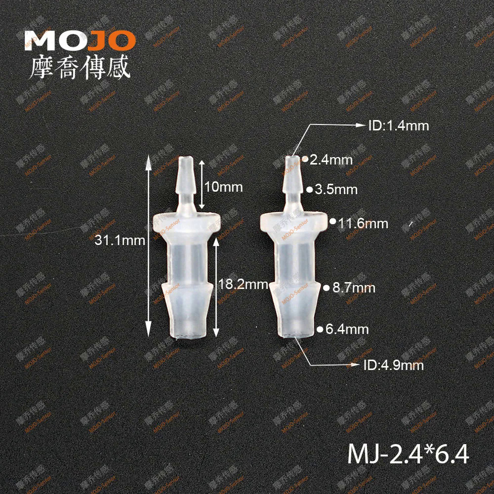Thẳng thông qua cao su ống nối nhựa PP Hose nối 2.4 biến 6.4 mét đường kính chùa cắm mj-6.4x2 bốn