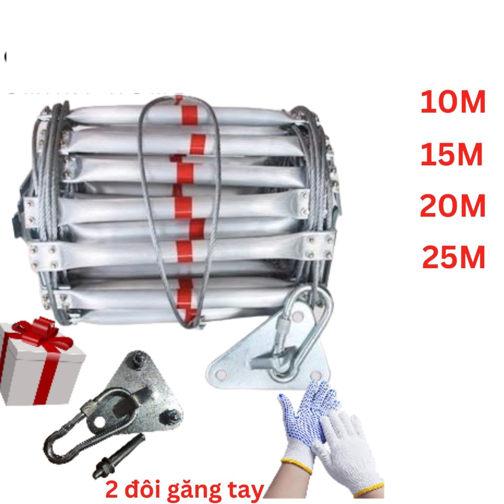Thang dây thoát hiểm chiều dài , thang dây cứu sinh bậc nhôm dây cáp thép chống cháy