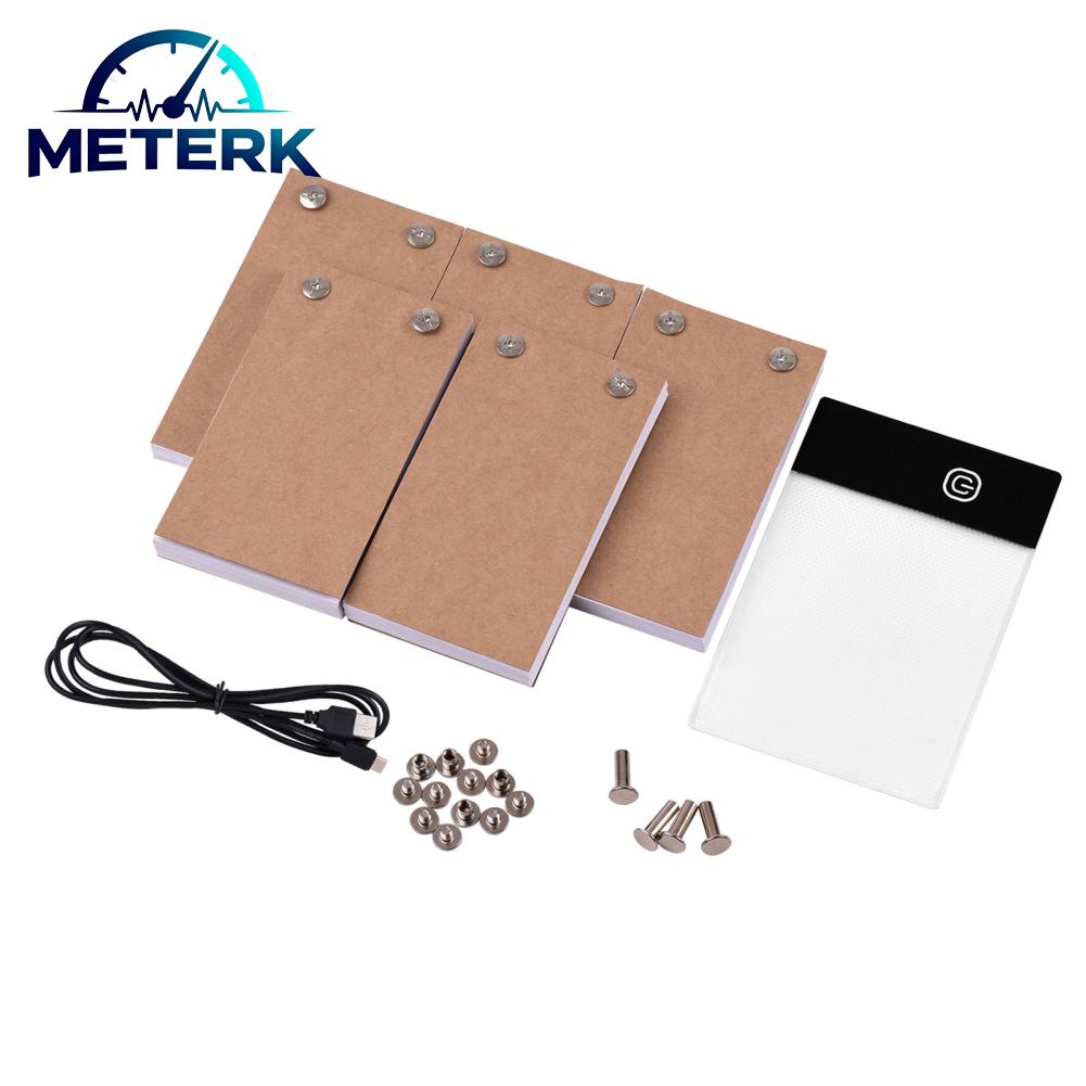 Meterk Flip Book Kit with Light Pad LED Light Box Tablet 300 Sheets Drawing Paper Flipbook with Binding Screws for Drawing Tracing Animation Sketching Cartoon Creation