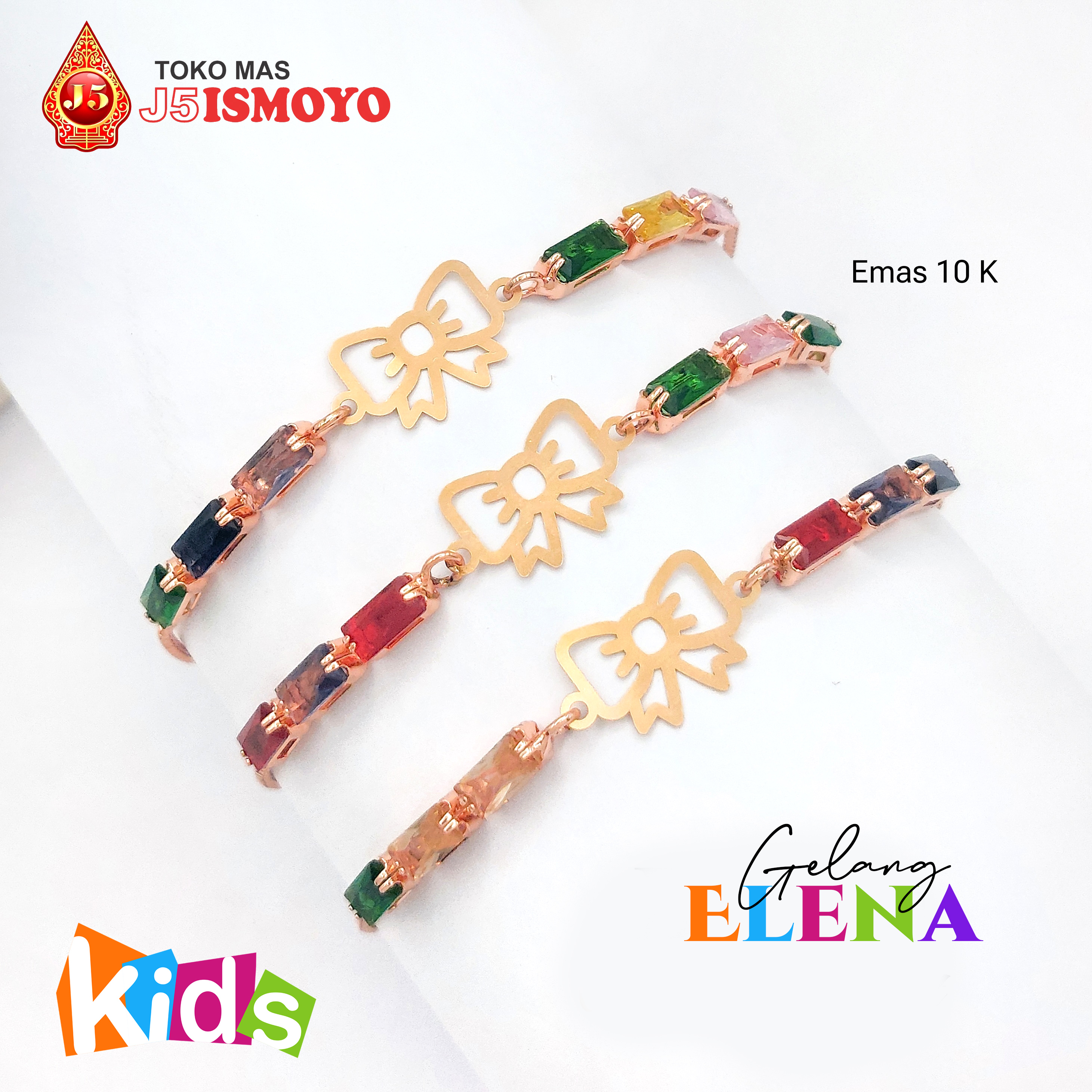 Elena J5 Ismoyo Genuine Gold Combination Drawstring Bracelet for Children Harga 261,000 rupiah*Gratis Ongkir