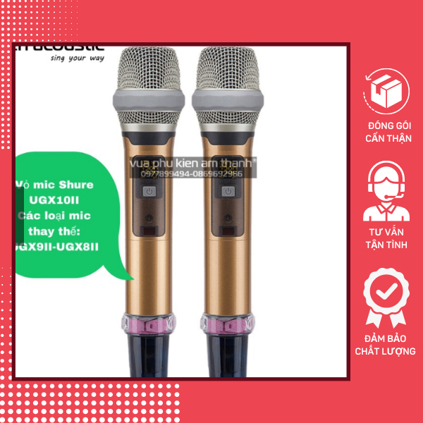 Vỏ Mic S.hure, Vỏ mic UGX màu vàng dùng để thay thế cho các vỏ mic cùng đời bị cũ, hỏng, móp méo, Vỏ tay cầm micro cao cấp chính hãng