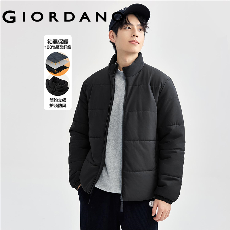 Giordano Men Coats Quilted Warm Jacket Simple Solid Color Stand Collar Cotton Coat Simple Fashion Casual Coat 01074700 ราคา 1,459 บาท*ส่งฟรี