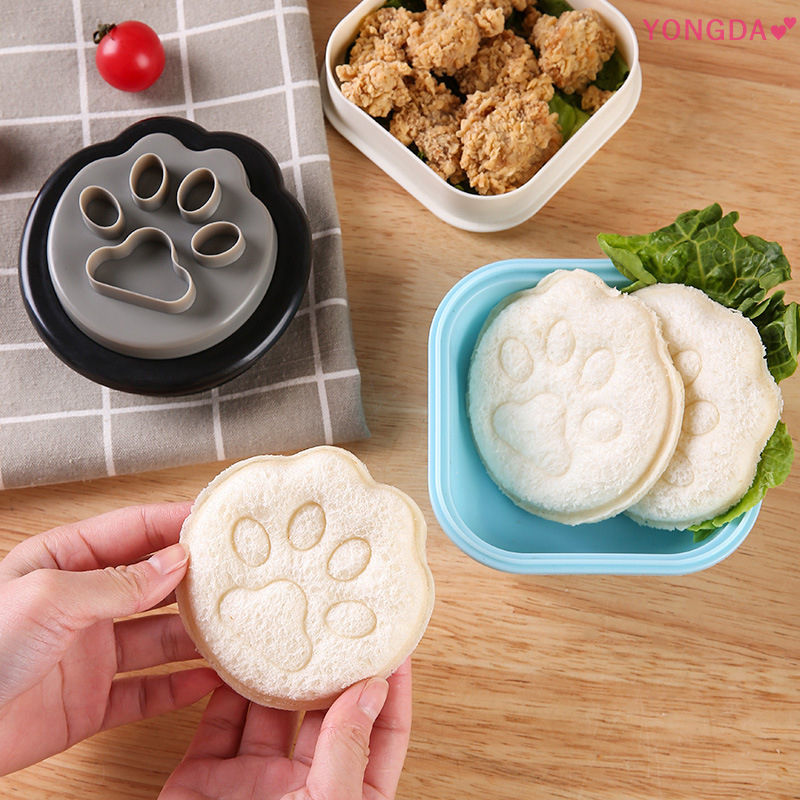 YONGDA💕 Sandwich Cutter Mini Phim Hoạt Hình Mèo Của Chân Bánh Mì Dao Bánh Sandwich Cutter Niêm Phong Cho Trẻ Em Bento Ăn Trưa Nướng Khuôn
