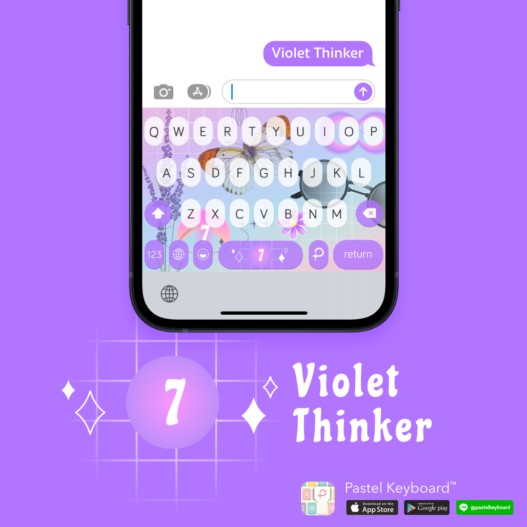 Violet Thinker Keyboard Theme⎮(E-Voucher) for Pastel Keyboard App ราคา 69 บาท*ส่งฟรี