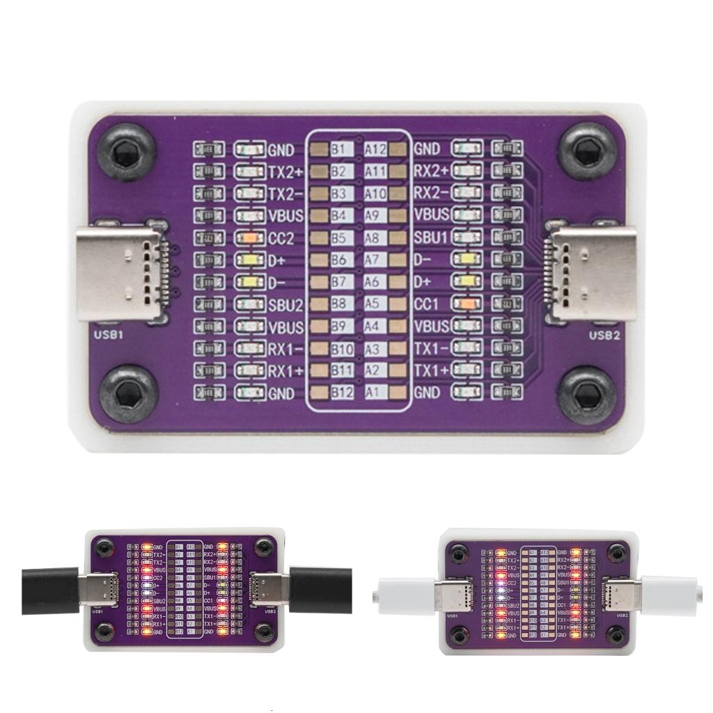 Hai đầu Loại C Cáp sạc nhanh Tester với đèn chỉ báo LED xách tay connectivities công cụ kiểm tra cho 24 pin cáp chạy bằng pin