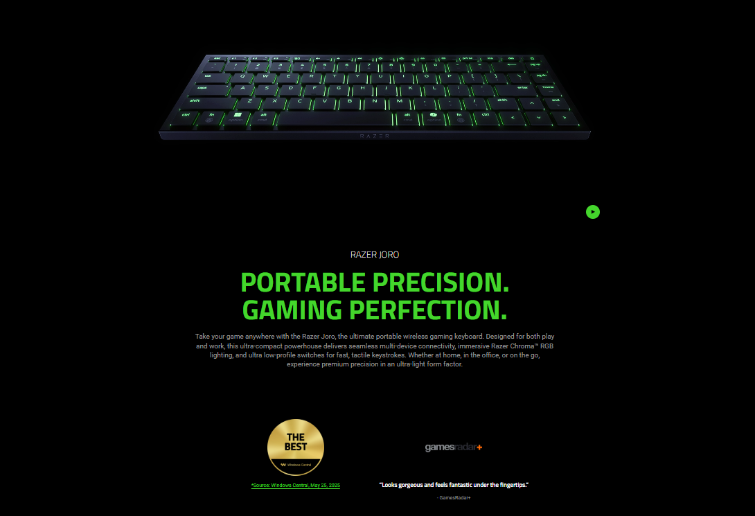 Razer Joro Portable Wireless Keyboard (RZ03-02360100-R3M1)