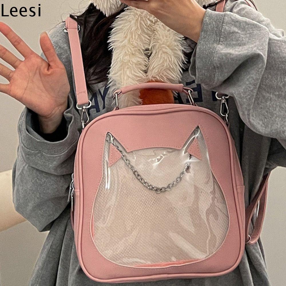 LEESI Túi đeo vai Túi đựng Huy hiệu trong suốt Da PU Thân chéo Itabag trưng bày búp bê Thời trang Trong suốt Túi hình mèo ITA Trưng bày hàng hóa