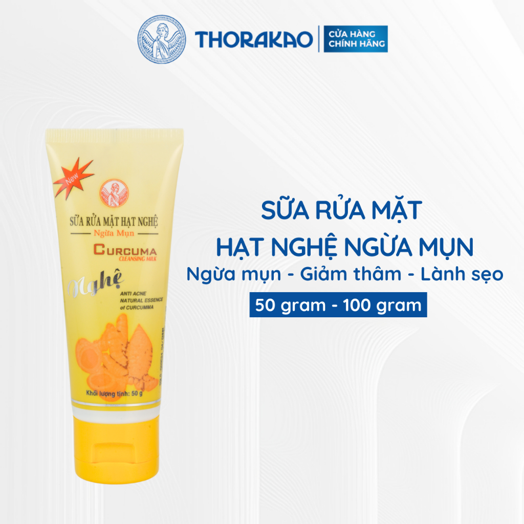 Sữa Rửa Mặt Hạt Nghệ Thorakao Ngừa Mụn 50G/100G