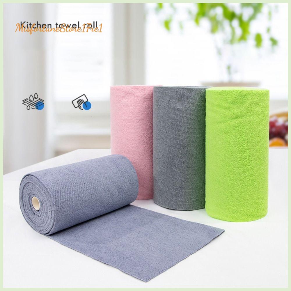 MISFORTUNESTORE17RE1 20PCS/Roll Tái sử dụng Khăn vi sợi Thấm hút Thay thế Giẻ lau đĩa dầu chống dính  Lau chùi Khăn lau bát đĩa nhà bếp