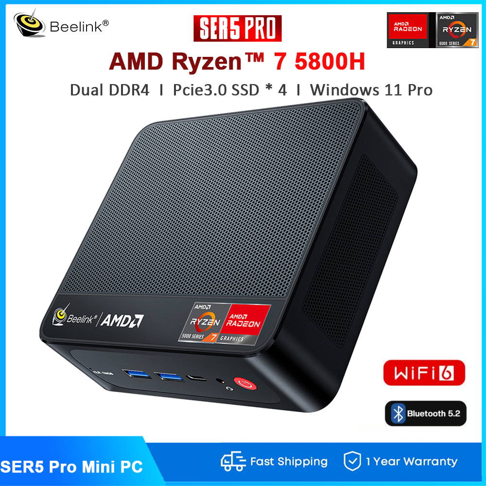 Beelink SER5 Pro Mini PC Windows11 Ryzen 7 5800H DDR4 32GB SSD 500GB Wifi6 BT5.2 Desktop Computer ราคา 14,797 บาท*ส่งฟรี