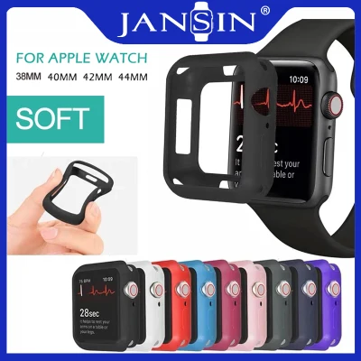 Soft Silicone Case compatible with Apple Watch Band 38mm 40mm 42mm 44mm Cover Frame Full Protection Case compatible with Apple Watch Series 6 SE 5 4 3 2 1 Watch Case