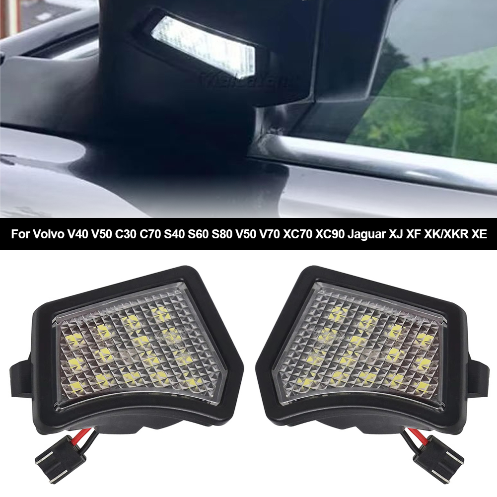 Teabelle 2 chiếc xe đèn Led trước dưới đèn chiếu gương đèn cửa cho Volvo V40 V50 C30 C70 S40 S60 S80 V50 V70 XC70 XC90 Jaguar XJ XF XK/xkr xe