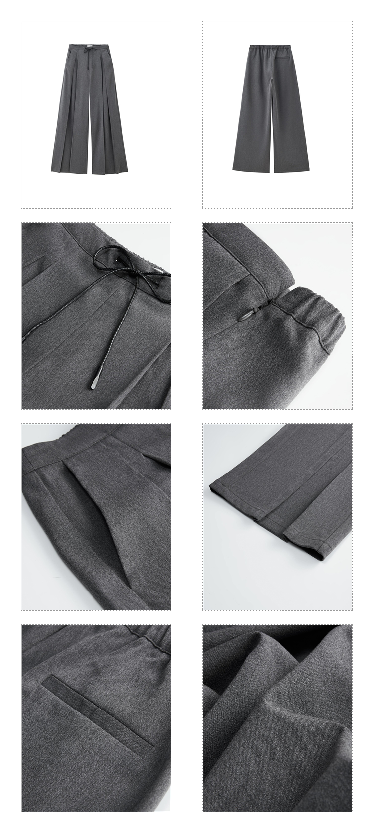 Giordano Women Drawstring half elastic waist pleated suit pants Free Shipping 18414623 · v2