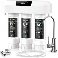 ALTHY Under Sink Drinking Water Filter Purifier Ultrafiltration System with  Counter Top Tap 3 Stage PP+UF+AC NSF/ANSI 53&42 Certified to Remove Bacteria Lead Chlorine & Bad Taste 0.01 Micron