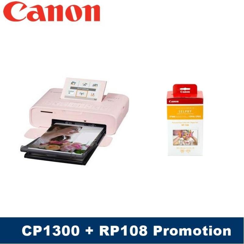 [Singapore Warranty] Canon SELPHY CP1300 CP-1300 Mobile Wi-Fi Printer Black Pink White + RP108 other Singapore