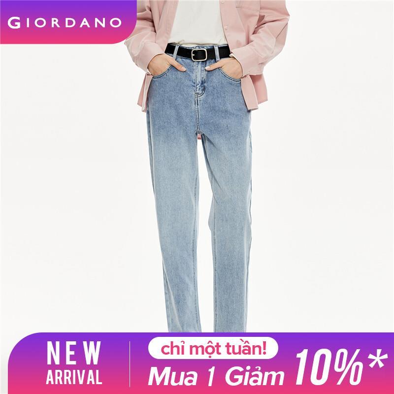 GIORDANO Women Jeans Stoashed High Waist Simple Denim Jeans Classic FivePocket Slim Fashion Casual Denim Pants 18413017