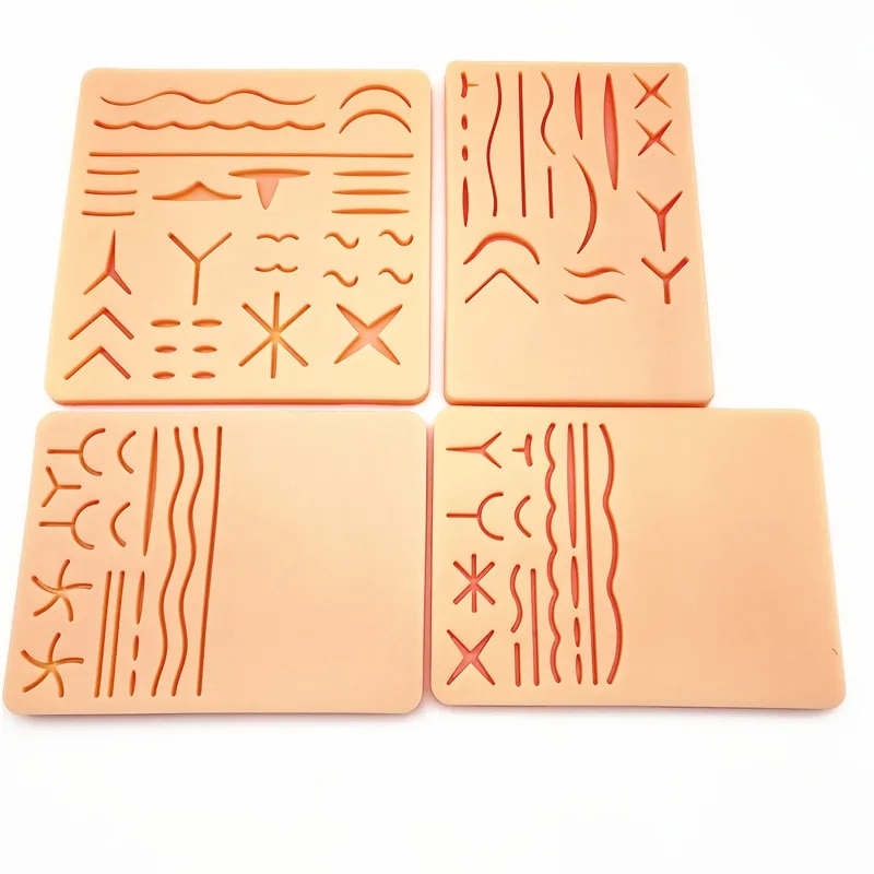Vỏ Silicone vết thương khâu thực hành chấn thương Pad tái sử dụng khâu Kit mô phỏng vết thương đào tạo mô hình giảng dạy