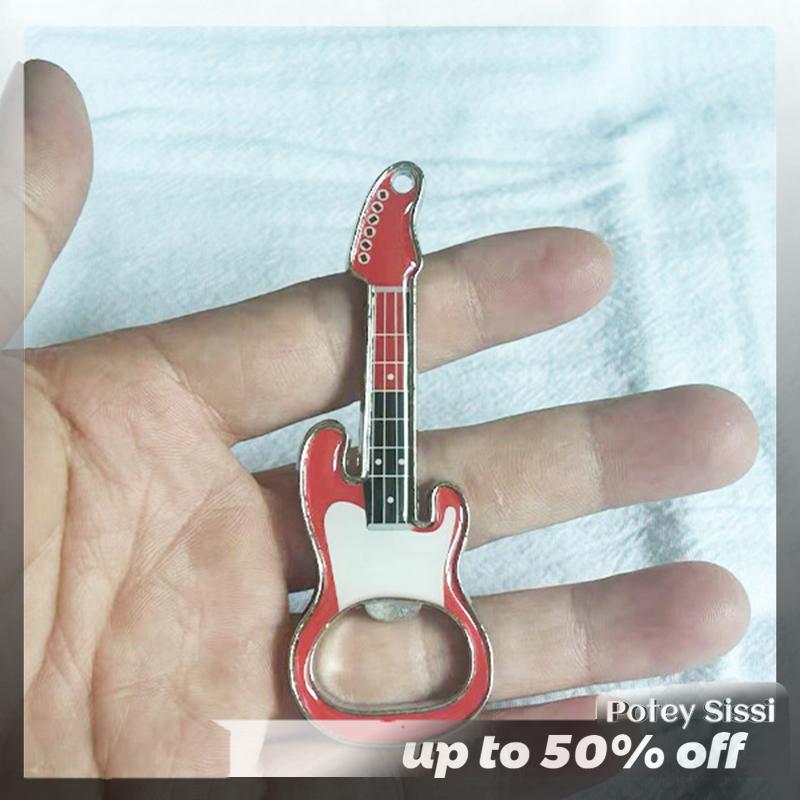 Potey Guitar mở chai Keychain trái tim sao Móc chìa khóa cho phụ nữ cô gái Y2K Key Ring Key chủ treo Mặt dây chuyền phụ kiện Quà Tặng
