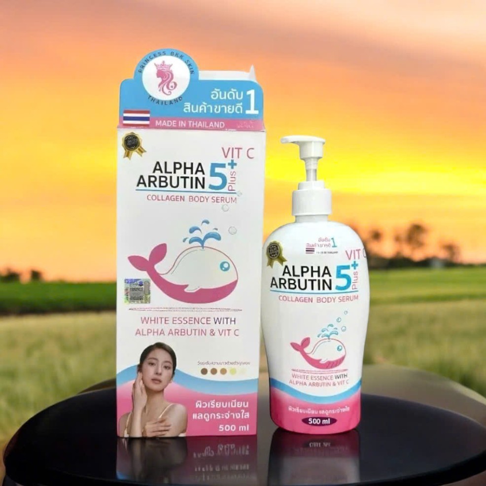  combo 2 chai  Sữa Kem Dưỡng Thể Body Alpha Arbutin 5+ Plus Cơ Thể Trắng Ẩm Mịn Da Khô Dầu Nhạy Cảm Vitamin C 500ML 