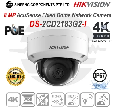 HIKVISION 8MP AI DS-2CD2183G2-I AcuSense Fixed Dome CCTV Network IP Camera