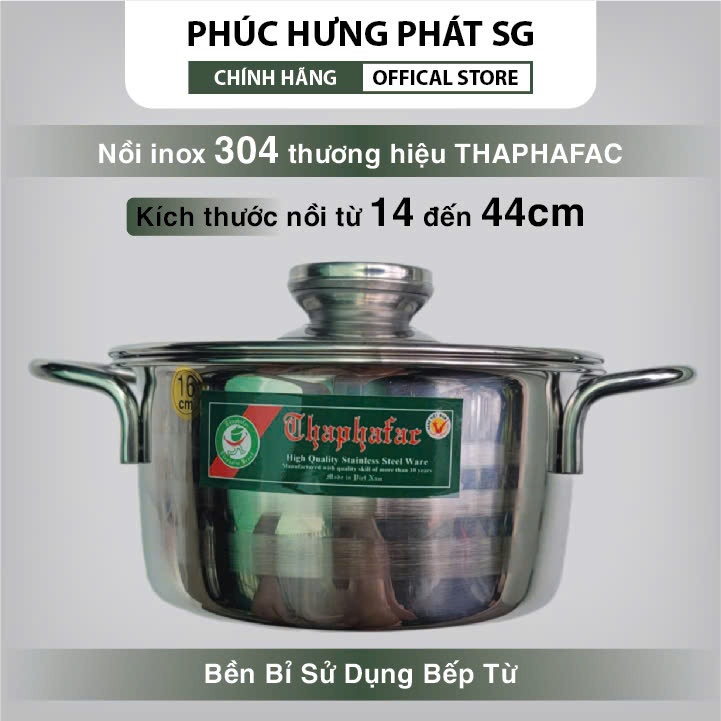 Nồi Inox lớn 304 cao cấp THAPHAFAC-VŨ KHẢI kích cỡ lớn 38cm,40cm,44cm an toàn và tiện lợi.