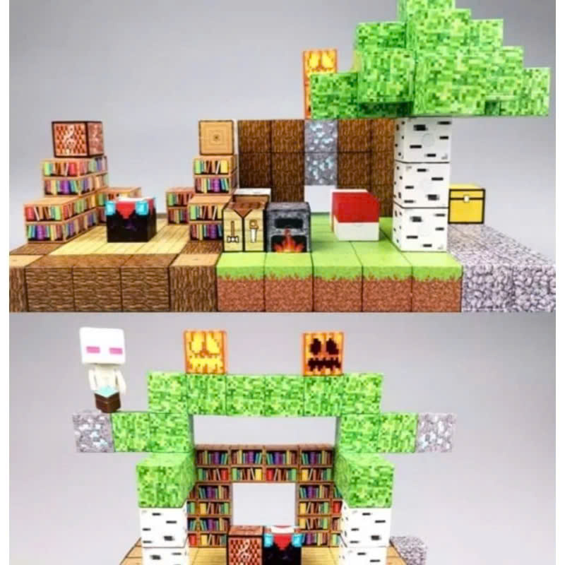 [100 CHIẾC TẶNG 4 NHÂN VẬT] Minecraft DIY Nam Châm Đồ Chơi Mỏ Lắp Ráp Từ Khối Xây Dựng Trẻ Em Mô Hình Giáo Dục Quà Tặng