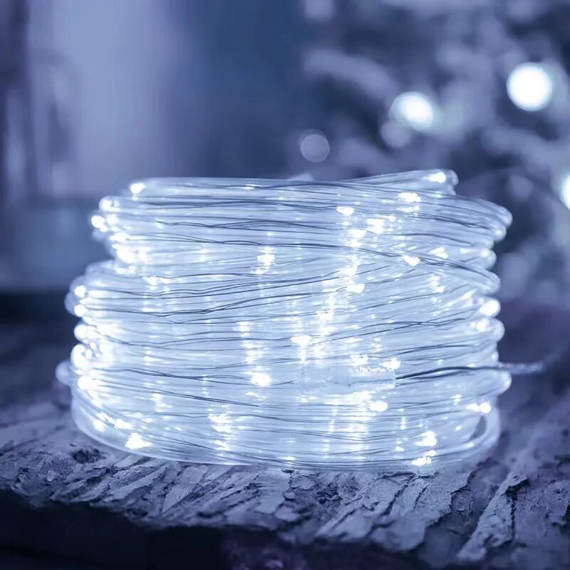 Outdoor Solar Rope Light Waterproof Garden Christmas Decoration 32m/22m/12m/7m Xmas Garland Tube String Light Fairy Strip