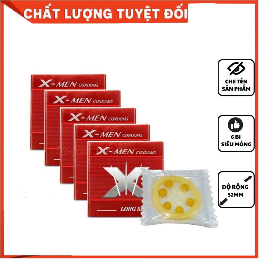 ( Chính hãng ) Hộp 10 cái Bao cao su siêu mỏng gắn bi kéo dài thời gian 6 bi lớn