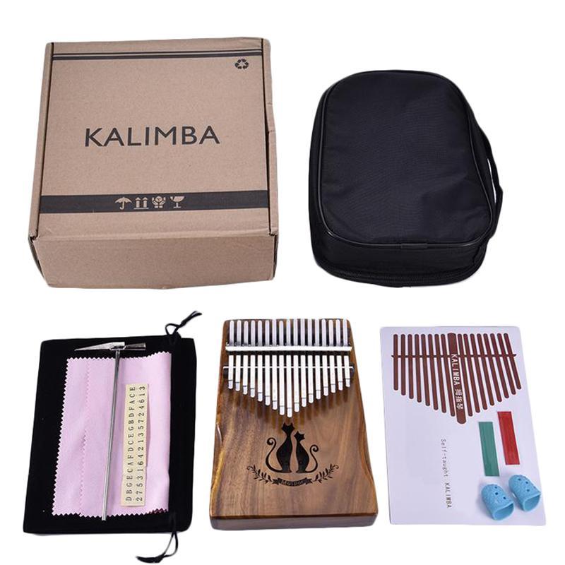 Muspor 17 Key Kalimba Finger Thumb Piano Mbira Calimba African Solid Acacia Cat With Bag Gift Keyboard Instrument For Music Lover Malaysia