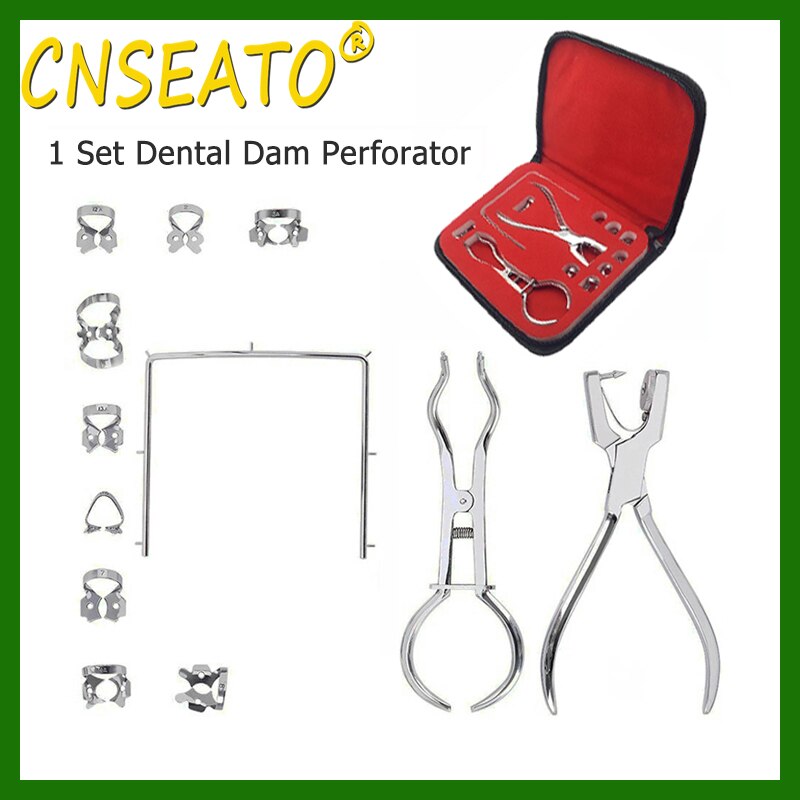 Dental Rubber Dam Perforator Puncher Kit Teeth Care Pliers Orthodontic Tool Clamps Hole Frame Barrier Clips Dentist Instrument