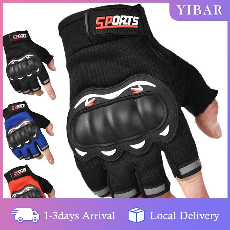 【YIBAR】 Xe Máy Găng Tay Thoáng Khí Không Đóng Cô Ngón Tay Đua Găng Tay Găng Tay Cho Thể Thao Ngoài Trời Crossbike Cưỡi Người Đàn Ông Của Xe Máy Găng Tay 1 Cặp