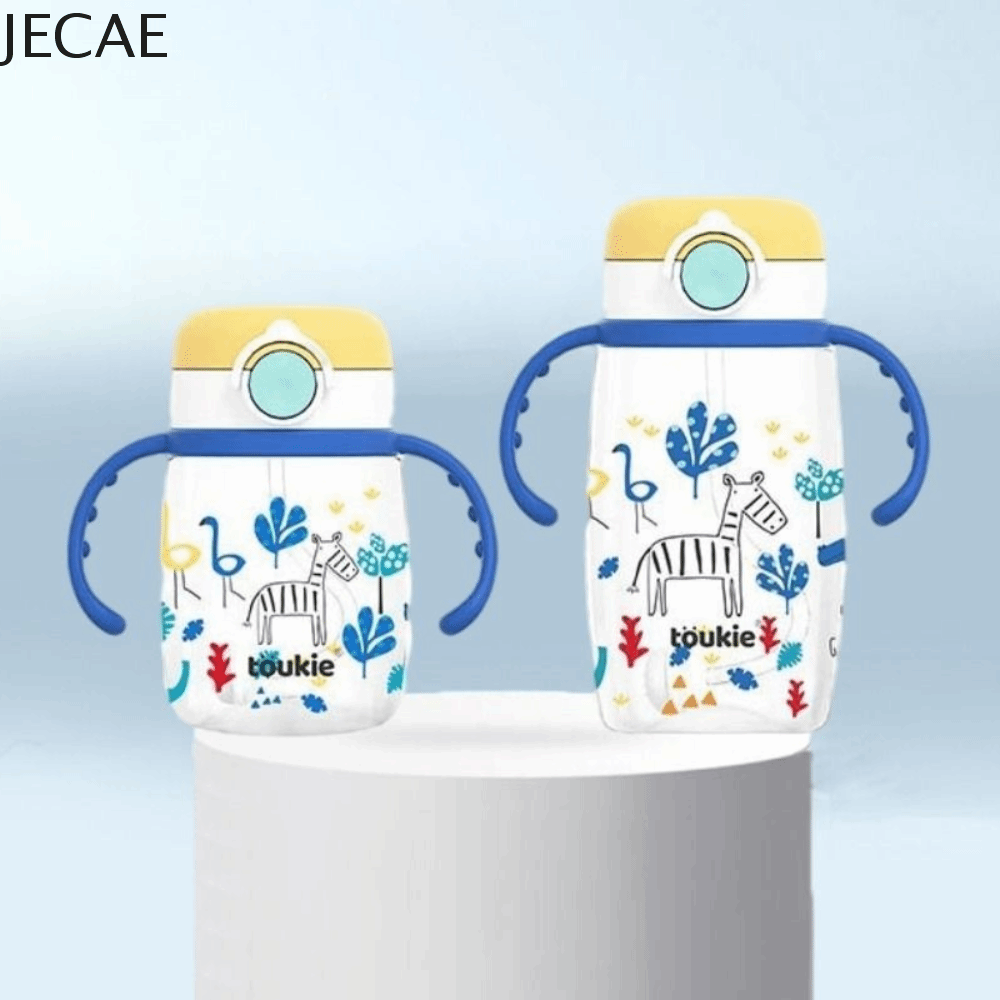 JECAE Silicon Cốc hút cho trẻ em Dung lượng lớn với ống hút Bình nước Cốc uống nước cho trẻ mới biết đi Phim hoạt hình Cốc cho ăn Trẻ em