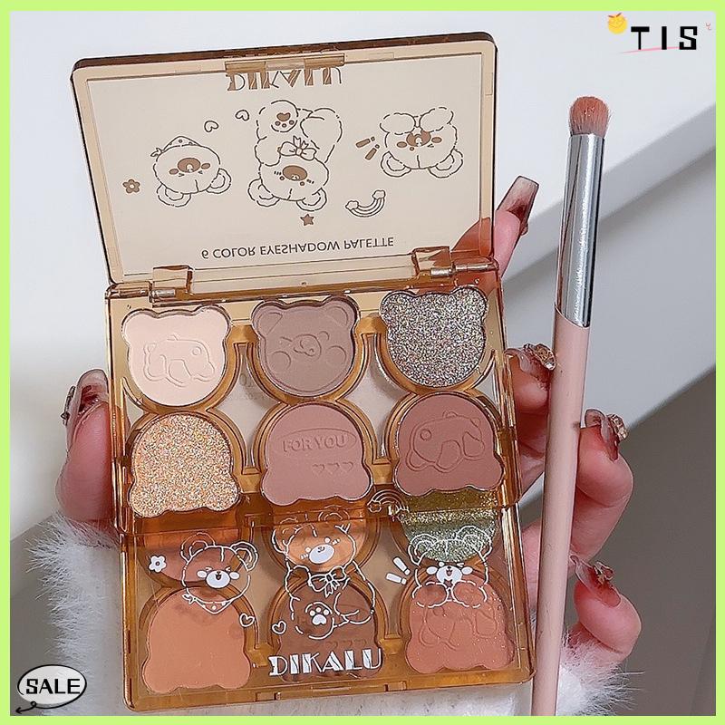 Follow Get New【TIS】 Dikalu gấu thiên nga ba lê sáu Eyeshadow Palette Matte long lanh tốt Pearlescent khói màu xám màu đỏ đen Eyeshadow Burgundy bán buôn