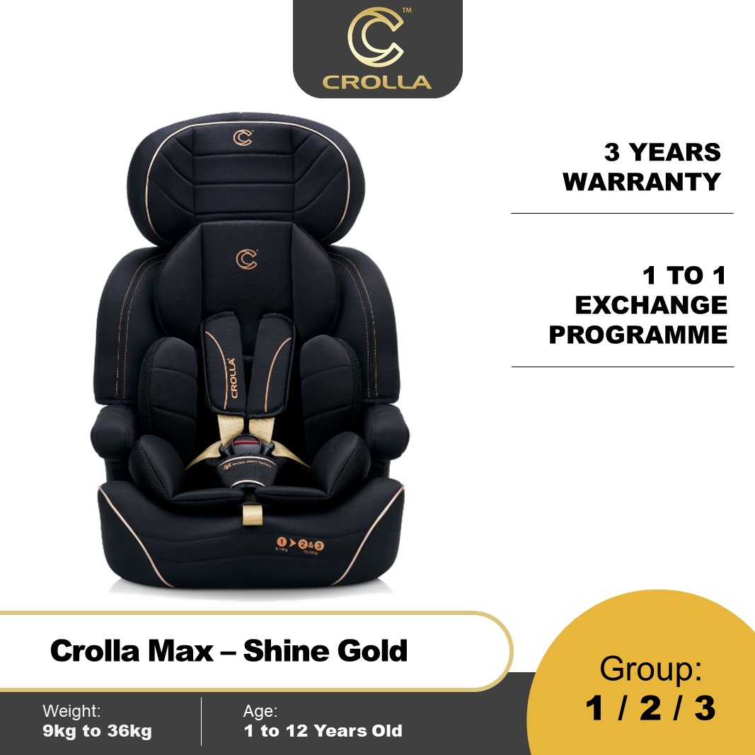 Crolla Max Booster Seat (15 Months to 36kg) | Buckle Alert System - 3 Years Warranty
