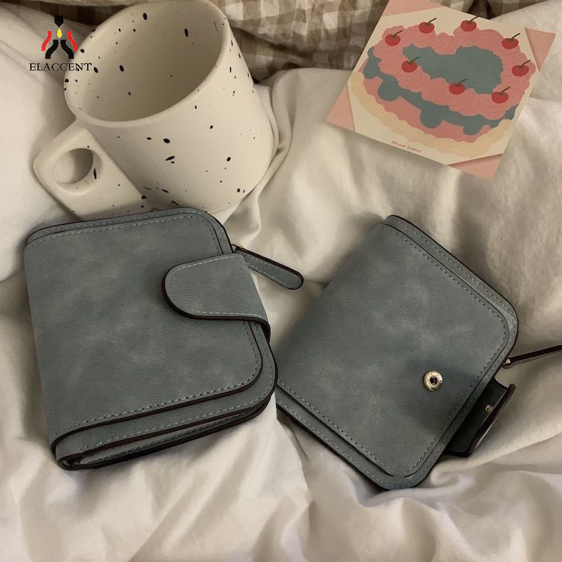 ELACCENT  túi cặp ví nữ ví tiền nữ mini ví đựng tiền ví đựng tiền nữ Y2K vải nhỏ thời trang Ví đựng xu ngắn cho nữ dây kéo nhỏ nhỏ chìa khóa túi đựng thẻ và tiền xu tay nhiều lớp túi tiền xu
